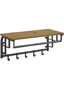 Półka ścienna z wieszakami na ubrania dąb artisan - Tocador 6X - id: 53615 - marki Elior - 187230279 Półka ścienna z wieszakami na ubrania dąb artisan - Tocador 6X ze sklepu Edinos.pl w kategorii Półki - zdjęcie 187230279