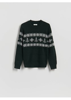 Reserved - Strukturalny sweter z bawełną - ciemnozielony - id: 168HI-79P - marki Reserved - 187234476 Reserved - Strukturalny sweter z bawełną - ciemnozielony ze sklepu Reserved w kategorii Swetry męskie - zdjęcie 187234476