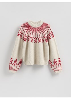 Reserved - Wzorzysty sweter - beżowy - id: 429HI-08M - marki Reserved - 187235249 Reserved - Wzorzysty sweter - beżowy ze sklepu Reserved w kategorii Swetry damskie - zdjęcie 187235249