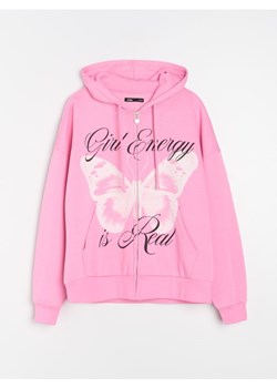 Sinsay - Bluza zip hoodie z nadrukiem - różowy - id: 897HJ-30X - marki Sinsay - 187236315 Sinsay - Bluza zip hoodie z nadrukiem - różowy ze sklepu Sinsay w kategorii Bluzy damskie - zdjęcie 187236315