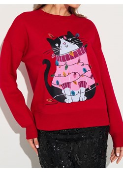 Sinsay - Bluza crewneck z motywem świątecznym - czerwony - id: 901HB-33X - marki Sinsay - 187236316 Sinsay - Bluza crewneck z motywem świątecznym - czerwony ze sklepu Sinsay w kategorii Bluzy damskie - zdjęcie 187236316