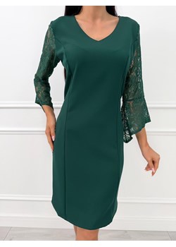 Zielona Elegancka Sukienka z Koronkowym Rękawkiem - id: 23070317 - marki Modnakiecka.pl - 187236417 Zielona Elegancka Sukienka z Koronkowym Rękawkiem ze sklepu ModnaKiecka.pl w kategorii Sukienki - zdjęcie 187236417