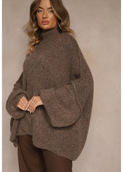 Jasnobrązowy Golf Oversize z Wełną z Opadającą Linią Ramion Lilirea ze sklepu renee.pl w kategorii Swetry damskie - zdjęcie 187240497