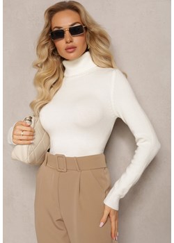 Biały Golf Dzianinowy Apasge - id: HS2990-71-WHITE - marki Renee - 187242249 Biały Golf Dzianinowy Apasge ze sklepu renee.pl w kategorii Swetry damskie - zdjęcie 187242249