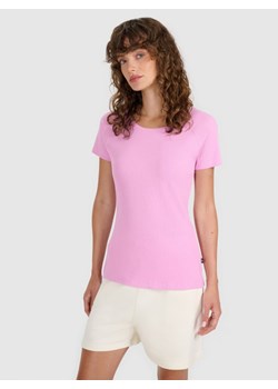 Damski t-shirt bez nadruku 4F 4FRSS25TTSHF2790 - różowy ze sklepu Sportstylestory.com w kategorii Bluzki damskie - zdjęcie 187242899
