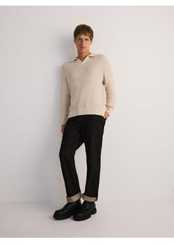 Reserved - Sweter polo - beżowy ze sklepu Reserved w kategorii Swetry męskie - zdjęcie 187243237