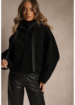 Czarna Nietoperzowa Kurtka Przejściowa z Kapturem Amiree - id: WFY-5731-38-BLACK - marki Renee - 187244707 Czarna Nietoperzowa Kurtka Przejściowa z Kapturem Amiree ze sklepu renee.pl w kategorii Kurtki damskie - zdjęcie 187244707