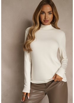 Biała Casualowa Bluzka z Golfem Longsleeve Ralaia ze sklepu renee.pl w kategorii Bluzki damskie - zdjęcie 187244727