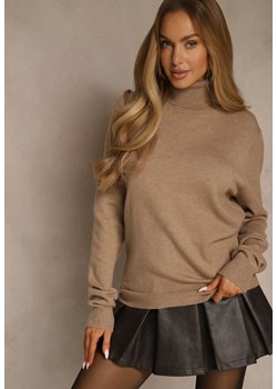 Beżowy Casualowy Golf z Bawełną i Wełną Reillisa ze sklepu renee.pl w kategorii Swetry damskie - zdjęcie 187244887