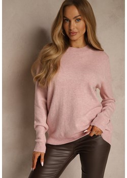 Jasnoróżowy Klasyczny Sweter z Wełną i Bawełną Bez Zdobień Neandia - id: 3686-M-46-L.PINK - marki Renee - 187244947 Jasnoróżowy Klasyczny Sweter z Wełną i Bawełną Bez Zdobień Neandia ze sklepu renee.pl w kategorii Swetry damskie - zdjęcie 187244947