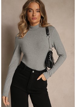 Szara Casualowa Bluzka z Golfem Longsleeve Ralaia ze sklepu renee.pl w kategorii Bluzki damskie - zdjęcie 187246915
