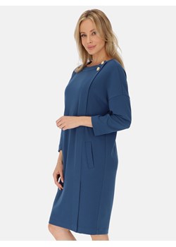 Niebieska sukienka dzianinowa z ozdobnymi guzikami L’AF Rossi ze sklepu Eye For Fashion w kategorii Sukienki - zdjęcie 187249819