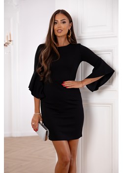 SUKIENKA MINI Z FALBANĄ NA RĘKAWIE- CZARNA ze sklepu olika.com.pl w kategorii Sukienki - zdjęcie 187249839