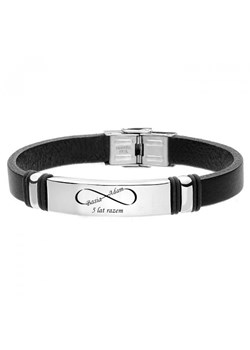 Czarna bransoletka męska ze skóry naturalnej – prezent z okazji 5. rocznicy ze sklepu manoki.pl w kategorii Bransolety - zdjęcie 187249995