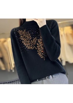 Sweter damski z ozdobnymi cekinami - Czarny S ze sklepu Intimica.pl w kategorii Swetry damskie - zdjęcie 187250656