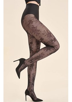 Rajstopy damskie w kwiatowy wzór czarne Carmela 40 DEN, Kolor czarny, Rozmiar 3, Gabriella ze sklepu Primodo w kategorii Rajstopy - zdjęcie 187250896