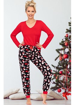 Świąteczna piżama damska z długim rękawem czerwono-czarna Santi, Kolor czerwono-czarny, Rozmiar S, Donna ze sklepu Intymna w kategorii Piżamy damskie - zdjęcie 187253666