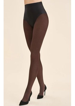 Żakardowe rajstopy z efektem siateczki czekoladowe Galia 80 DEN, Kolor czekoladowy, Rozmiar 2, Gabriella ze sklepu Intymna w kategorii Rajstopy - zdjęcie 187253715