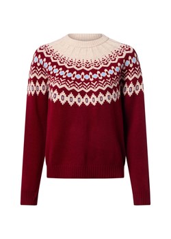 Marie Lund Damski sweter z dzianiny z zawartością merynosów Kobiety Wełna merino bordowy wzorzysty ze sklepu vangraaf w kategorii Swetry damskie - zdjęcie 187257456