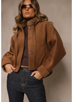 Brązowa Nietoperzowa Kurtka Przejściowa z Kapturem Amiree - id: WFY-5731-68-CAMEL - marki Renee - 187257858 Brązowa Nietoperzowa Kurtka Przejściowa z Kapturem Amiree ze sklepu renee.pl w kategorii Kurtki damskie - zdjęcie 187257858