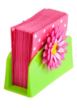 Vigar Uchwyt &quot;Flower power&quot; w kolorze zielono-różowym na serwetki - 14 x 10 x 6 cm ze sklepu Limango Polska w kategorii Akcesoria kuchenne - zdjęcie 187262019