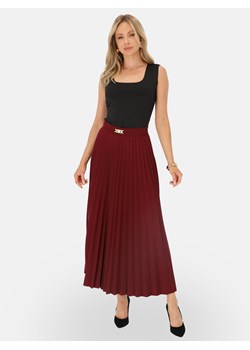 Bordowa dzianinowa spódnica plisowana maxi L’AF Lorin - id: 18282n - marki L’AF - 187262857 Bordowa dzianinowa spódnica plisowana maxi L’AF Lorin ze sklepu Eye For Fashion w kategorii Spódnice - zdjęcie 187262857