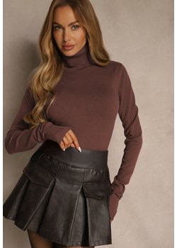 Brązowy Golf Sweterkowy z Domieszką Kaszmiru Zaivanna - id: TD1276-54-BROWN - marki Renee - 187264627 Brązowy Golf Sweterkowy z Domieszką Kaszmiru Zaivanna ze sklepu renee.pl w kategorii Swetry damskie - zdjęcie 187264627