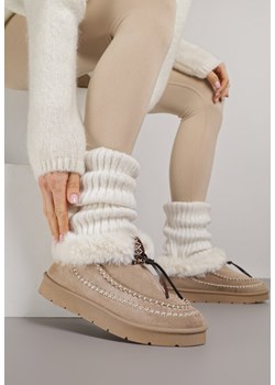 Ciemnobeżowe Śniegowce na Grubej Podeszwie z Futerkiem i Przeszciami Linafra - id: 401828 - marki born2be - 187264967 Ciemnobeżowe Śniegowce na Grubej Podeszwie z Futerkiem i Przeszciami Linafra ze sklepu born2be.pl w kategorii Śniegowce damskie - zdjęcie 187264967