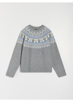 Sinsay - Sweter z motywem świątecznym z domieszką wełny - szary - id: 330FJ-90M - marki Sinsay - 187266308 Sinsay - Sweter z motywem świątecznym z domieszką wełny - szary ze sklepu Sinsay w kategorii Swetry damskie - zdjęcie 187266308