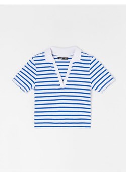 Sinsay - Prążkowana bluzka polo w paski - wielobarwny - id: 7879J-MLC - marki Sinsay - 187266468 Sinsay - Prążkowana bluzka polo w paski - wielobarwny ze sklepu Sinsay w kategorii Bluzki damskie - zdjęcie 187266468