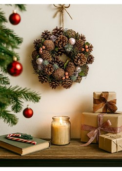 Sinsay - Świąteczny wieniec dekoracyjny - wielobarwny - id: 017FQ-MLC - marki Sinsay - 187267737 Sinsay - Świąteczny wieniec dekoracyjny - wielobarwny ze sklepu Sinsay w kategorii Dekoracje bożonarodzeniowe - zdjęcie 187267737