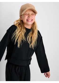 Sinsay - Prążkowana bluza crewneck z polarem wewnątrz - czarny - id: 097GC-99X - marki Sinsay - 187267747 Sinsay - Prążkowana bluza crewneck z polarem wewnątrz - czarny ze sklepu Sinsay w kategorii Bluzy dziewczęce - zdjęcie 187267747