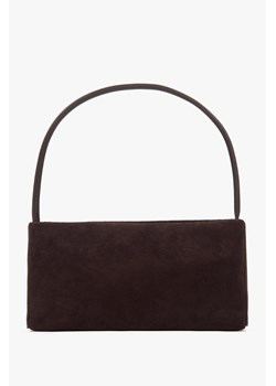 Estro: Ciemnobrązowa torebka damska na ramię z weluru naturalnego - id: 15271230505308 - marki Estro - 187270096 Estro: Ciemnobrązowa torebka damska na ramię z weluru naturalnego ze sklepu Estro w kategorii Kopertówki - zdjęcie 187270096