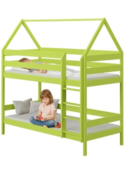 Zielone łóżko przypominające domek z materacami L9-K78 - id: 23351 - marki Elior - 187270517 Zielone łóżko przypominające domek z materacami L9-K78 ze sklepu Edinos.pl w kategorii Łóżka dziecięce - zdjęcie 187270517