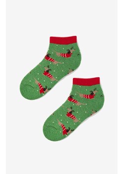 Marilyn ciepłe krótkie skarpetki damskie w pieski B38, Kolor zielono-czerwony, Rozmiar uniwersalny, Marilyn ze sklepu Primodo w kategorii Skarpetki damskie - zdjęcie 187271645