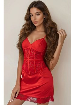 Czerwona satynowa koszulka i stringi Vrogrann Red, Kolor czerwony, Rozmiar S/M, LivCo Corsetti Fashion ze sklepu Intymna w kategorii Komplety bielizny damskiej - zdjęcie 187272026