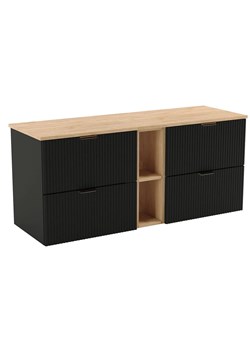 Szafka wisząca pod umywalkę z szufladami i półkami czarny + orzech - Enda 7X - id: 53669 - marki Elior - 187272175 Szafka wisząca pod umywalkę z szufladami i półkami czarny + orzech - Enda 7X ze sklepu Edinos.pl w kategorii Szafki i regały łazienkowe - zdjęcie 187272175