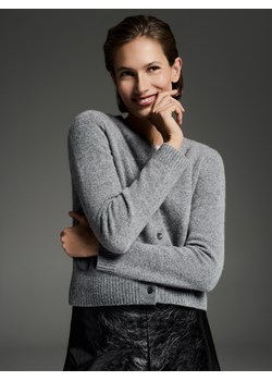 Reserved - Wełniany kardigan - szary - id: 605FW-85M - marki Reserved - 187275496 Reserved - Wełniany kardigan - szary ze sklepu Reserved w kategorii Swetry damskie - zdjęcie 187275496