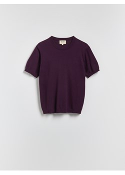Reserved - Sweter z krótkim rękawem z dodatkiem wełny - ciemnofioletowy - id: 640IL-49X - marki Reserved - 187275499 Reserved - Sweter z krótkim rękawem z dodatkiem wełny - ciemnofioletowy ze sklepu Reserved w kategorii Swetry męskie - zdjęcie 187275499