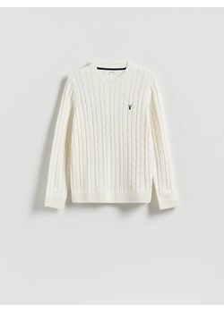 Reserved - Sweter z warkoczowym splotem - złamana biel ze sklepu Reserved w kategorii Swetry męskie - zdjęcie 187275609