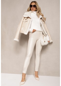 Ciemnobeżowe Legginsy z Imitacji Skóry High Waist Noriel - id: 234-MIX6K-85-KHAKI - marki Renee - 187275735 Ciemnobeżowe Legginsy z Imitacji Skóry High Waist Noriel ze sklepu renee.pl w kategorii Spodnie damskie - zdjęcie 187275735