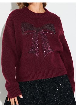 Sinsay - Sweter z cekinową aplikacją w kształcie kokardy i domieszką wełny - różowy - id: 381FJ-40X - marki Sinsay - 187276287 Sinsay - Sweter z cekinową aplikacją w kształcie kokardy i domieszką wełny - różowy ze sklepu Sinsay w kategorii Swetry damskie - zdjęcie 187276287
