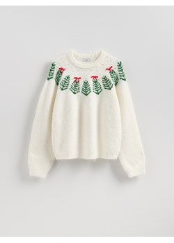 Reserved - Sweter ze świątecznym wzorem - złamana biel - id: 432HI-01X - marki Reserved - 187276797 Reserved - Sweter ze świątecznym wzorem - złamana biel ze sklepu Reserved w kategorii Swetry damskie - zdjęcie 187276797