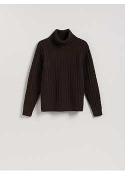 Reserved - Sweter z wełną - ciemnobrązowy - id: 481GQ-89X - marki Reserved - 187276809 Reserved - Sweter z wełną - ciemnobrązowy ze sklepu Reserved w kategorii Swetry męskie - zdjęcie 187276809