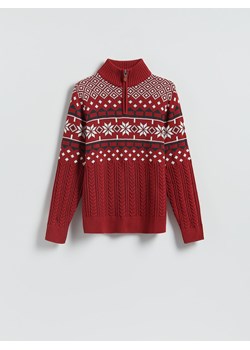 Reserved - Sweter ze świątecznym wzorem - czerwony - id: 948GC-33P - marki Reserved - 187276978 Reserved - Sweter ze świątecznym wzorem - czerwony ze sklepu Reserved w kategorii Swetry męskie - zdjęcie 187276978