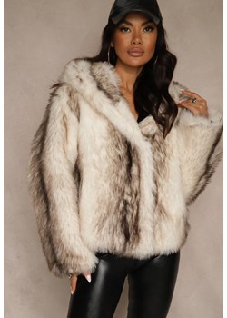 Biała Kurtka Futerko z Nieodpinanym Kapturem Tusnema ze sklepu renee.pl w kategorii Futra damskie - zdjęcie 187278268