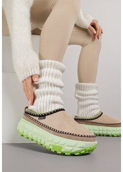 Zielone Śniegowce na Platformie z Tłoczeniem i Niską Cholewką Violova - id: JD-10-61-GREEN - marki Renee - 187278328 Zielone Śniegowce na Platformie z Tłoczeniem i Niską Cholewką Violova ze sklepu renee.pl w kategorii Śniegowce damskie - zdjęcie 187278328