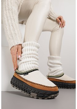 Beżowe Śniegowce na Platformie z Tłoczeniem i Niską Cholewką Violova - id: JD-10-42-BEIGE - marki Renee - 187278335 Beżowe Śniegowce na Platformie z Tłoczeniem i Niską Cholewką Violova ze sklepu renee.pl w kategorii Śniegowce damskie - zdjęcie 187278335
