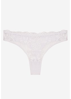 Białe Koronkowe Majtki Stringi z Bawełny Venalora - id: 401755 - marki born2be - 187279568 Białe Koronkowe Majtki Stringi z Bawełny Venalora ze sklepu born2be.pl w kategorii Majtki damskie - zdjęcie 187279568