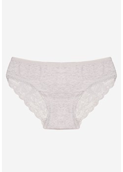 Jasnoszare Majtki Figi Zdobione Koronką Venissella ze sklepu born2be.pl w kategorii Majtki damskie - zdjęcie 187279578